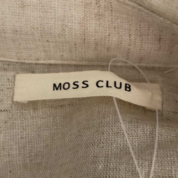 Moss Club Oversized Ball Style Cap Sleeves Checked Linen Shirt - Picture 4 of 5